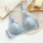 Wireless Sexy Gathered Triangle Lace Mulberry Silk Bras [SKBR0066]