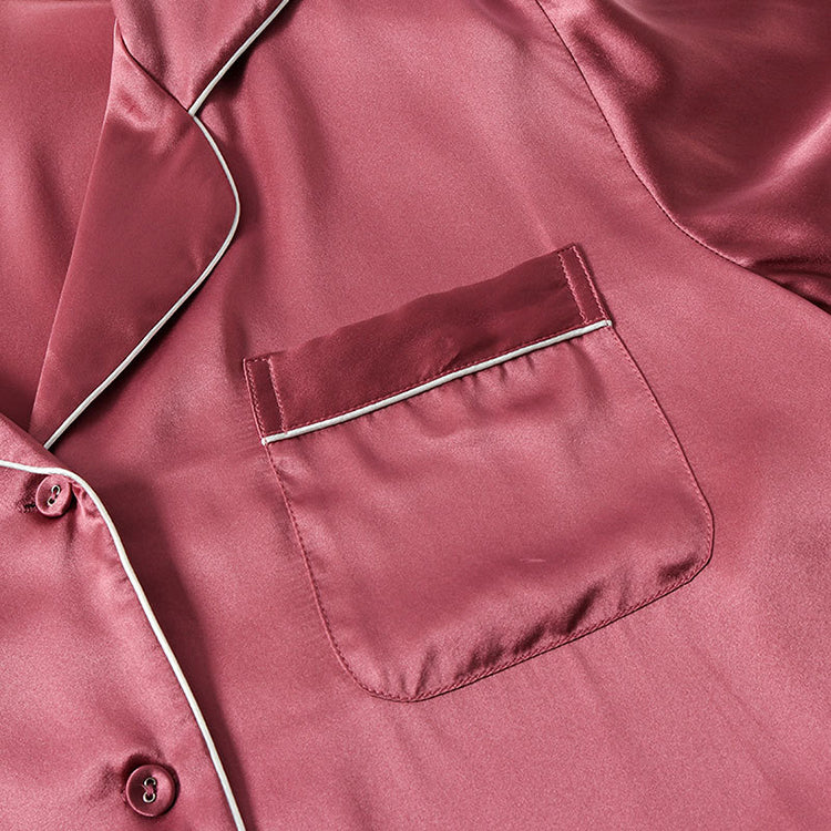 19Momme Pure Mulberry Silk Long Sleeves Notch Collar Pajamas Set [SKPA0013]