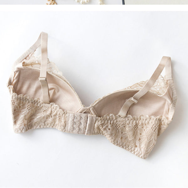 Wireless Sexy Gathered 1/2 Cup Lace Mulberry Silk Bras [SKBR0058]