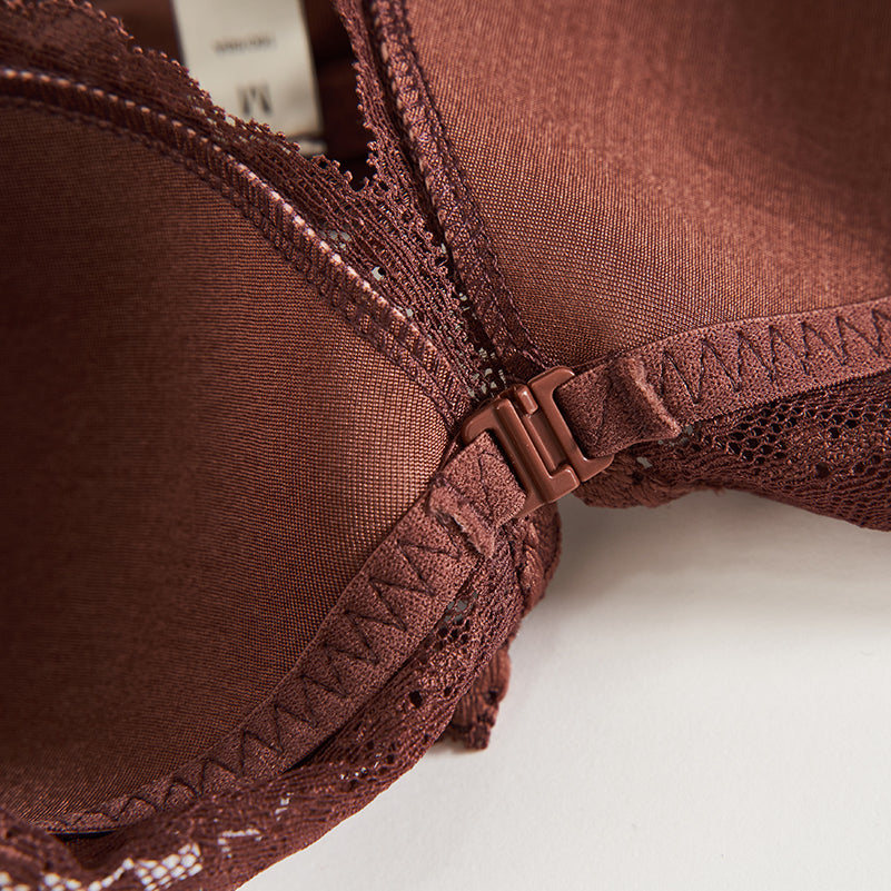 Wireless Sexy Gathered Triangle Lace Mulberry Silk Bras [SKBR0023]