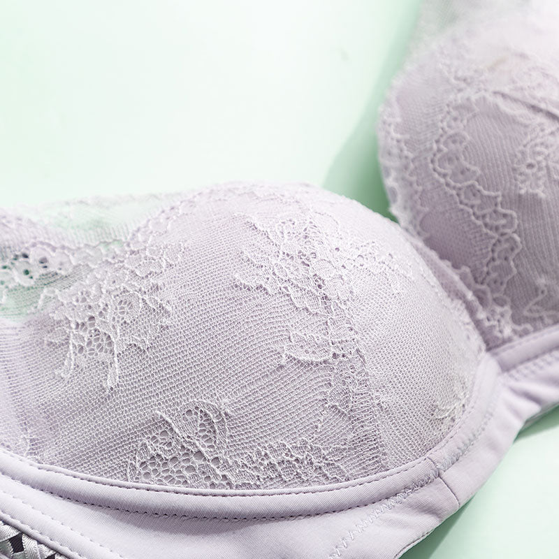 Wireless Elegant Gathered 3/4 Cup Lace Mulberry Silk Bras [SKBR0013]