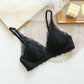 Wireless Sexy Gathered Triangle Lace Mulberry Silk Bras [SKBR0066]