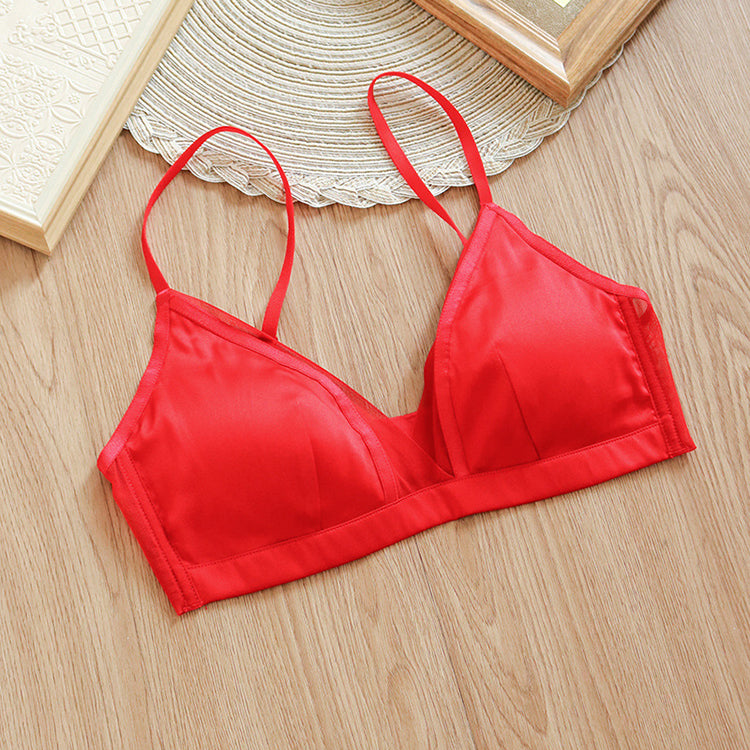 Wireless Romantic Seamless Triangle Mulberry Silk Bras [SKBR0061]