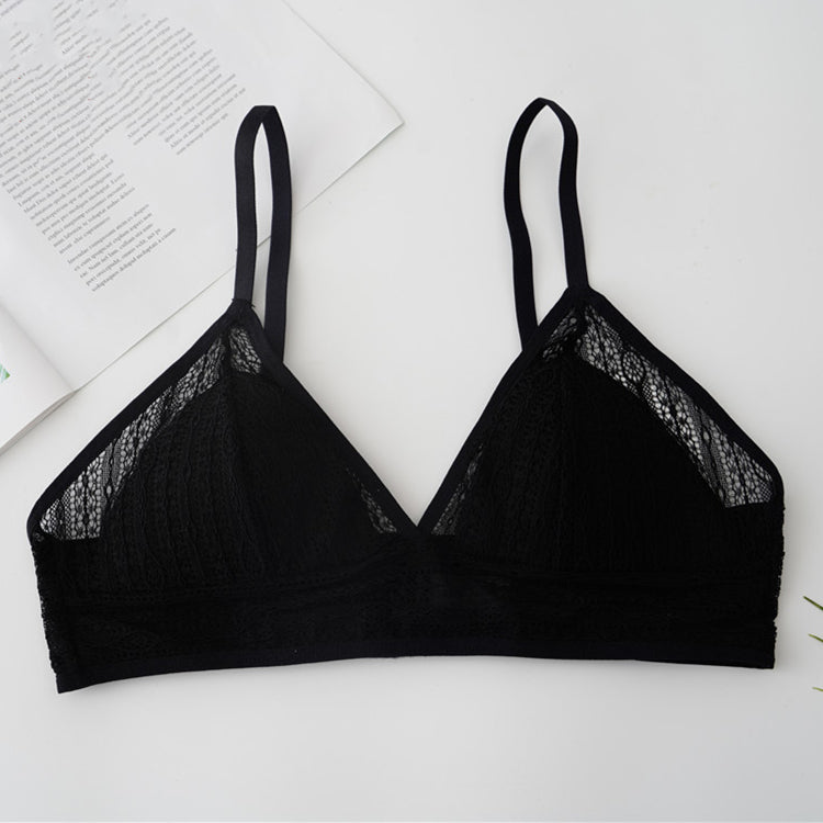 Wireless Romantic Breathable Triangle Lace Mulberry Silk Bras [SKBR0020]