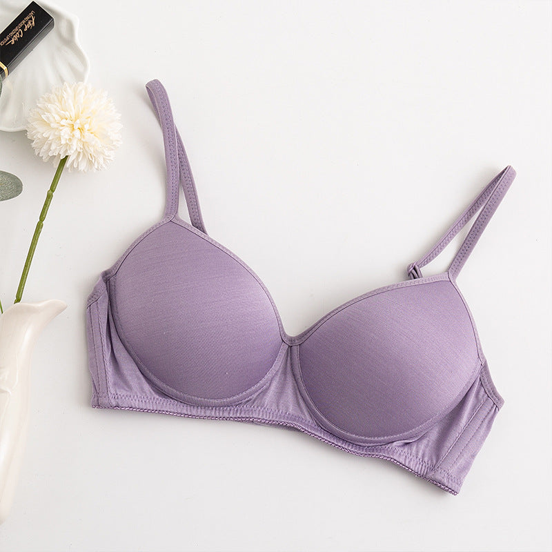 Wireless Simple Seamless 1/2 Cup Mulberry Silk Bras [SKBR0042]