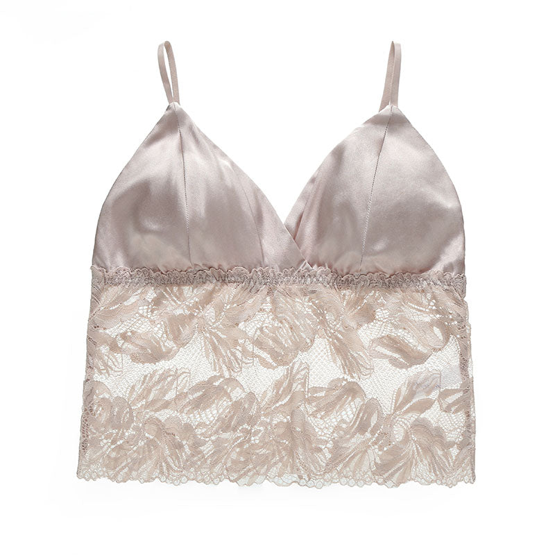 Wireless Sexy Seamless Triangle Tank Top Lace Mulberry Silk Bras [SKBR0010]