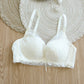 Wireless Romantic Gathered 3/4 Cup Lace Mulberry Silk Bras [SKBR0062]