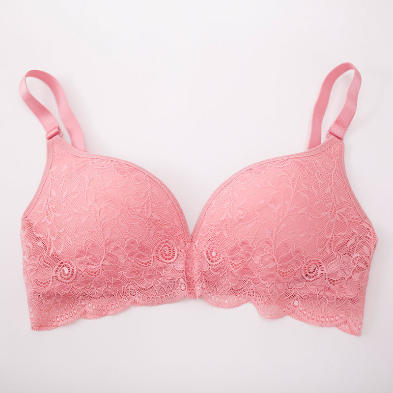 Wireless Sexy Gathered 3/4 Cup Lace Mulberry Silk Bras [SKBR0021]