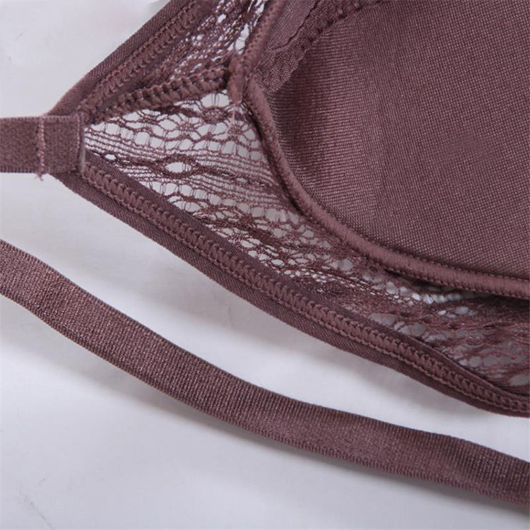 Wireless Romantic Breathable Triangle Lace Mulberry Silk Bras [SKBR0020]