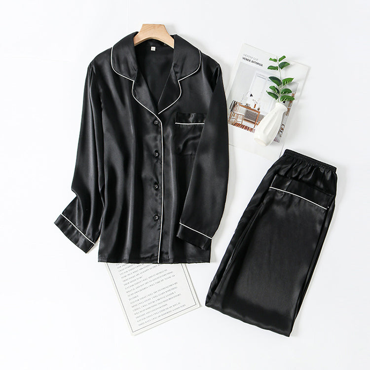 19Momme Pure Mulberry Silk Long Sleeves Notch Collar Pajamas Set [SKPA0013]