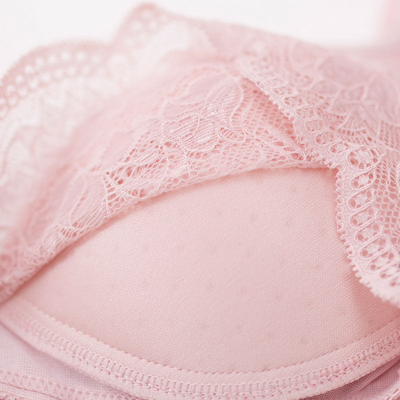Wireless Sexy Gathered 3/4 Cup Lace Mulberry Silk Bras [SKBR0021]