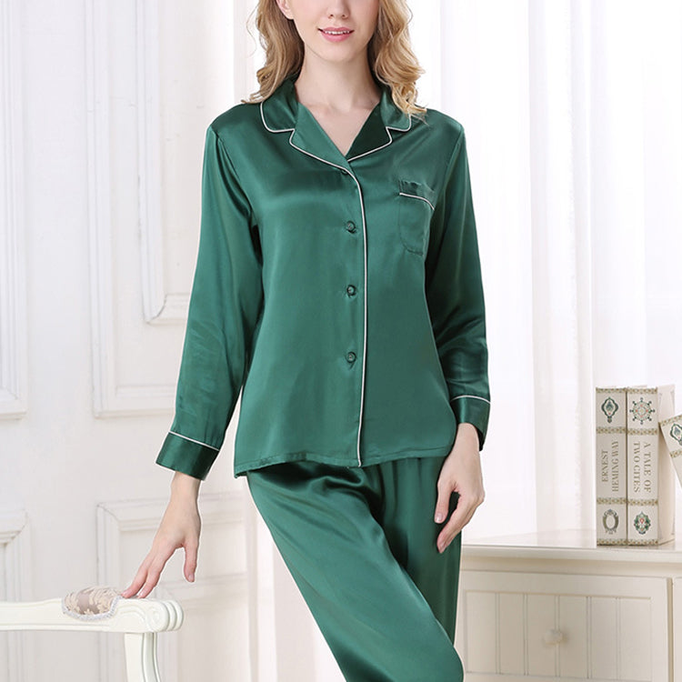 16Momme Pure Mulberry Silk Long Sleeves Notch Collar Pajamas Set [SKPA0027]
