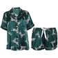 16Momme Pure Mulberry Silk Short Sleeves Notch Collar Printing Pajamas Set [SKPA0031]