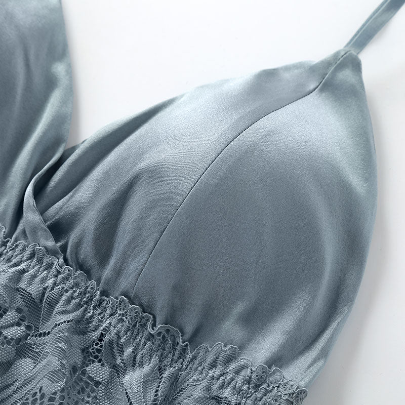 Wireless Sexy Seamless Triangle Tank Top Lace Mulberry Silk Bras [SKBR0010]